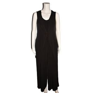 G.I.L.I. NEW $81 Drape Front Jettsetter Knit‎ Jumpsuit in Noir Black XXS